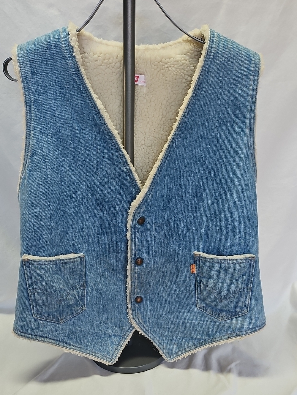 Vintage Levis Denim Sherpa-Lined Vest in Light Blue